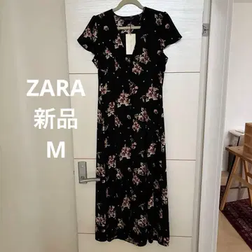 ZARA WOMAN 꽃무늬 롱 원피스 블랙