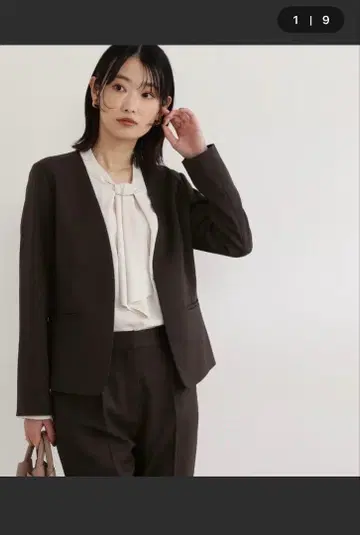 내추럴 뷰티 베이직 노카라 자켓