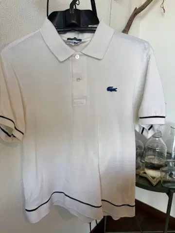CHEMISE LACOSTE 피케 셔츠 파랑 악어 화이트 사이즈 3