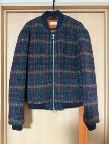DRIES VAN NOTEN 울 블루종 퀼팅 체크
