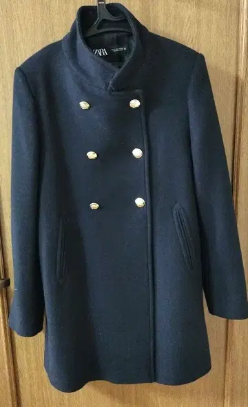 새상품급 ZARA 더블 버튼 체스터 코트 네이비
