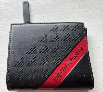 EMPORIO ARMANI 접이식 지갑 블랙 레드
