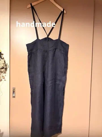 가격 인하! handmade 린넨 살로펫 팬츠 네이비
