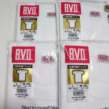 4장 세트 L 사이즈 B.V.D. [ 둥근넥 반팔 T셔츠 ]
