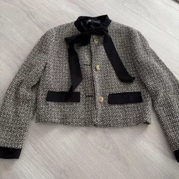 ZARA 트위드 노카라 자켓 M