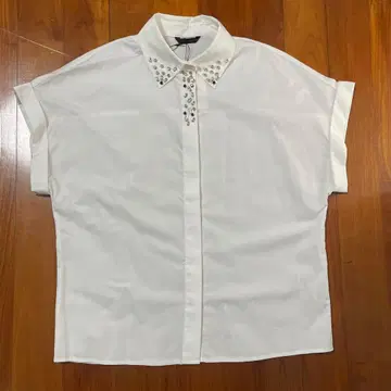 ZARA 비쥬 포함 반팔 셔츠 화이트 XS