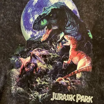 00's Jurassic Park 티셔츠 케미컬 워시