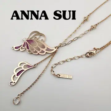 새상품급 ANNA SUI / 안나수이 나비 모티브 목걸이 핑크 골드