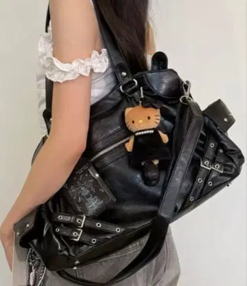 lilful 2WAY 사이드 스터드 더블 벨트 숄더 핸드백