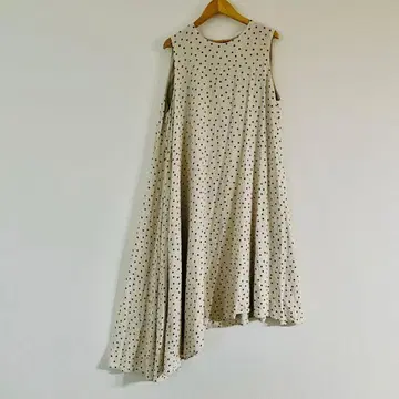 mizuiroind 린넨 아지메 원피스 도트 아이보리