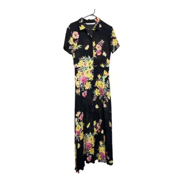 ZARA 꽃무늬 셔츠 원피스 롱 원피스 맥시 길이 블랙