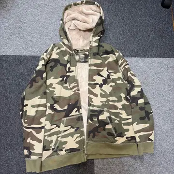 새상품급 L.L.Bean 카모플라주 패턴 보아 안감 집업 후드티 XL 18