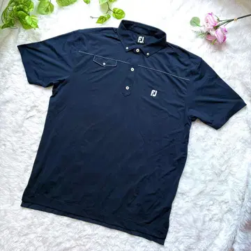 레어 3XL FootJoy 남성용 골프웨어 피케 셔츠 네이비 속건성 소재