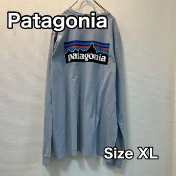 Patagonia 긴팔 티셔츠 백 로고 XL 라이트 블루 스카이블루 롱T