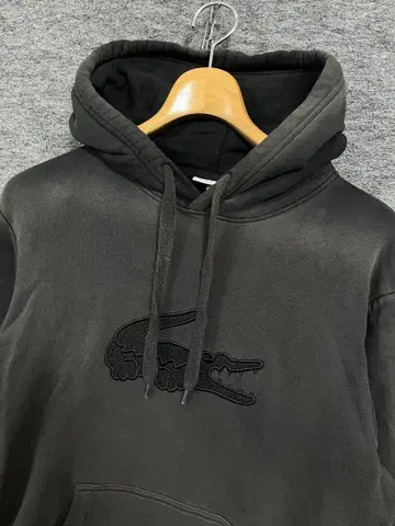 인기 LACOSTE 라코스테 빅 로고 와펜 후디드 후드티 블랙 L