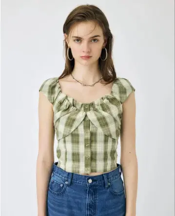 [ MOUSSY ] LAYERED GATHERED CHECK BLOUSE