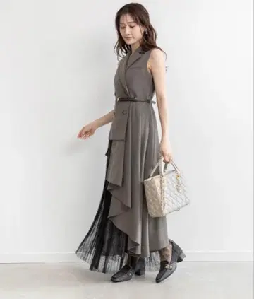 레이스 플리츠 도킹 레이어드 원피스 RANDA