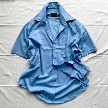 70s Sears vintage 일본제 반팔 셔츠 XL 블루 아메카지
