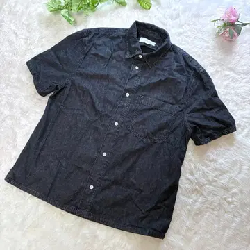 ZARA ORIGINS 린넨 혼방 린넨 데님 셔츠 블랙 데님