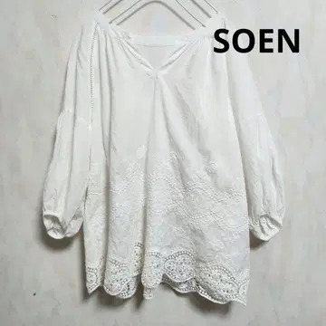 SOEN 삼성 드레스 7부 소매 꽃무늬 레이스 상의