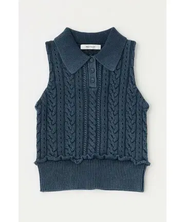 MOUSSY 케이블 니트 폴로 탱크
