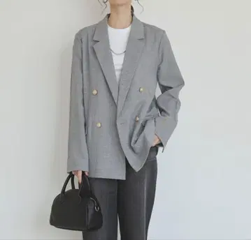ANGIE 린넨라이크 골드 버튼 블레이저 자켓