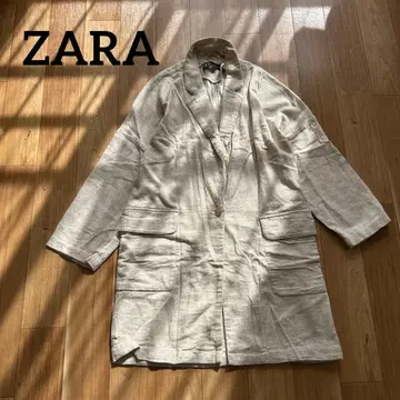 [ ZARA ] 자라 테일러드 자켓 베이지 S 린넨 면 여성용