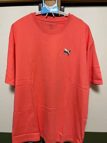 PUMA 레인보우 로고 T셔츠 코랄 핑크 XL