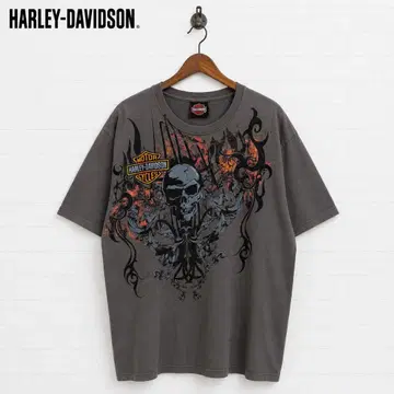 Harley-Davidson 스컬 T셔츠 빅 로고 양면 로고 L y2k