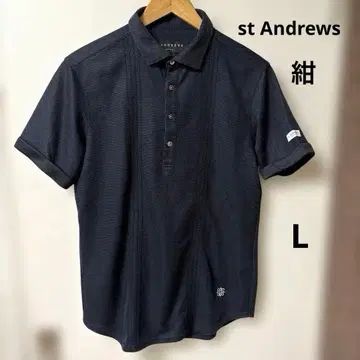 St Andrews 반팔 피케 셔츠 네이비 L