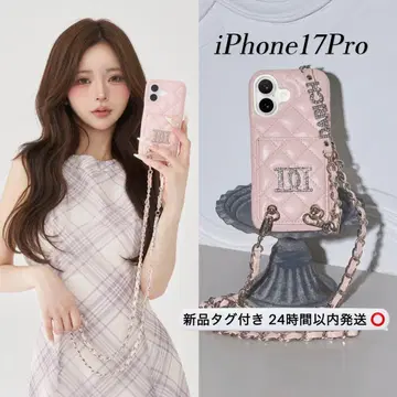 다리치 스톤 로고 퀼팅 카드 iPhone 케이스 PNK