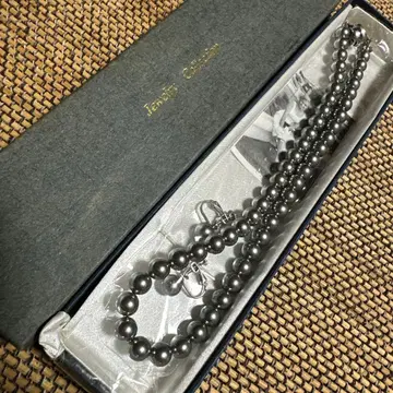 그레이 펄 목걸이 귀찌 세트