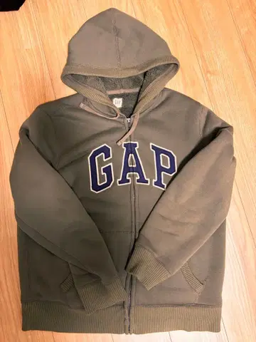 GAP 보아 안감 집업 후드티 카키 L