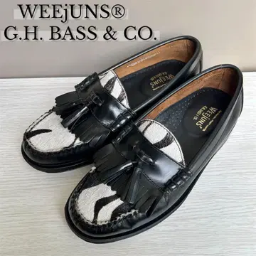새상품급 G.H.BASS 송치 제브라 태슬 로퍼 24.5cm 블랙