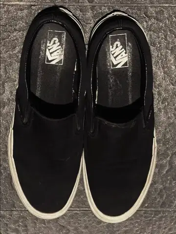 초레어 VANS 화이트 택 슬립온 블랙