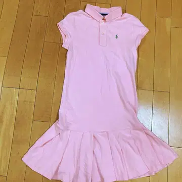 폴로 랄프 로렌 반팔 원피스 160 S 자수 핑크 플리츠