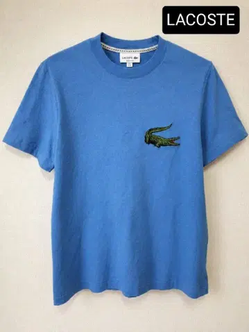 LACOSTE 라코스테 빅 로고 악어 자수 반팔 T셔츠 L 블루