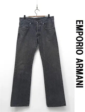 S341 EMPORIO ARMANI 데님 데미지 가공 로고 플레이트 34