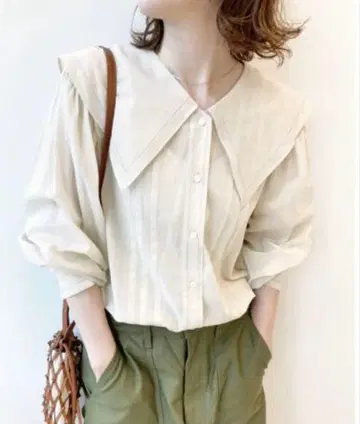 Spick and Span 핀턱 세일러 카라 블라우스 아이보리 F