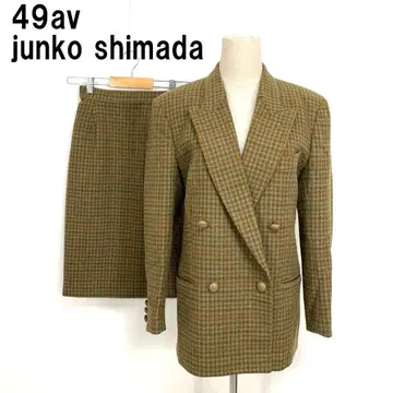 A7362 준코 시마다 스커트 정장 세트 울 체크 베이지 9