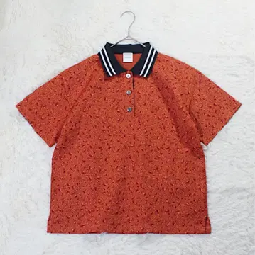 컬렉션 [Paul Smith] 피케 셔츠(M) 오렌지 컨디션 최상 꽃무늬
