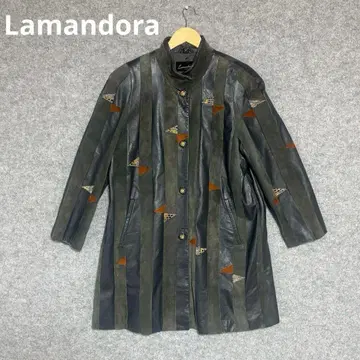Lamandora 램 가죽/피그스킨 스탠드 카라 코트 그레이