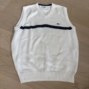 LACOSTE 라코스테 V넥 니트 베스트 화이트 사이즈 3