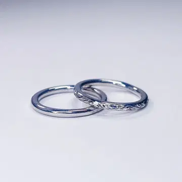 [10호] 하와이안 주얼리 2연 반지 실버 925 손 조각 레이어드
