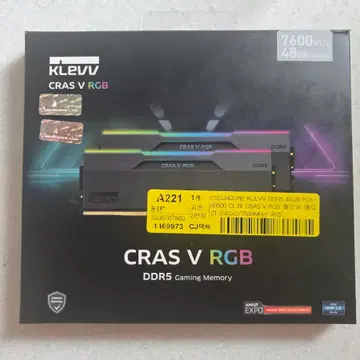 KLEVV CRAS V RGB DDR5 48GB (24GBx2) 7600 | 브랜드 중고거래 플랫폼