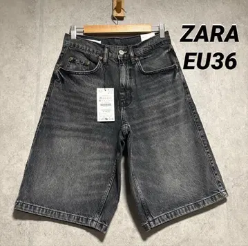 ZARA 자라 배기핏 데님 버뮤다 팬츠 EU36