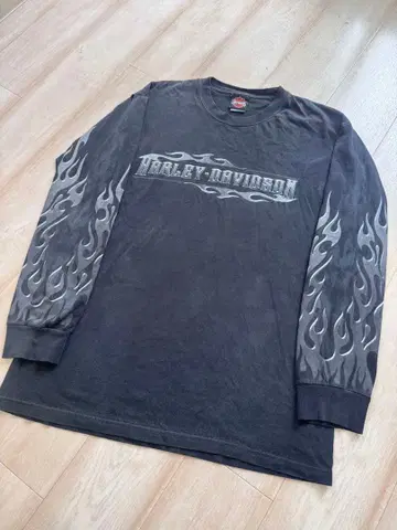 Harley-Davidson 긴팔 티셔츠 파이어 패턴