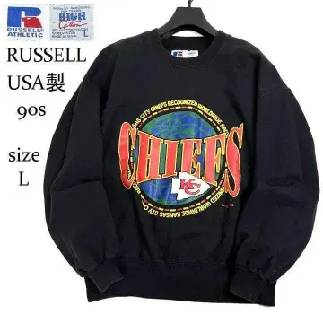 90s 러셀 NFL 캔자스시티 치프스 맨투맨 L 블랙 USA제