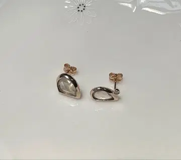 ete K10 귀걸이 ( 핑크 골드, 다이아, 수정 )