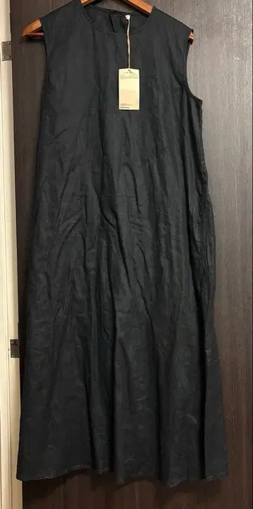 미사용 새상품 무인양품 린넨 슬리브리스 원피스 M~L